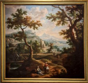 Vittorio Amedeo Cignaroli (Turin, 1730 - 1800), Animierte Landschaft mit Familie im Vordergrund VERKAUFT